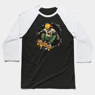skeletal riding Skateboard pizza Baseball T-Shirt